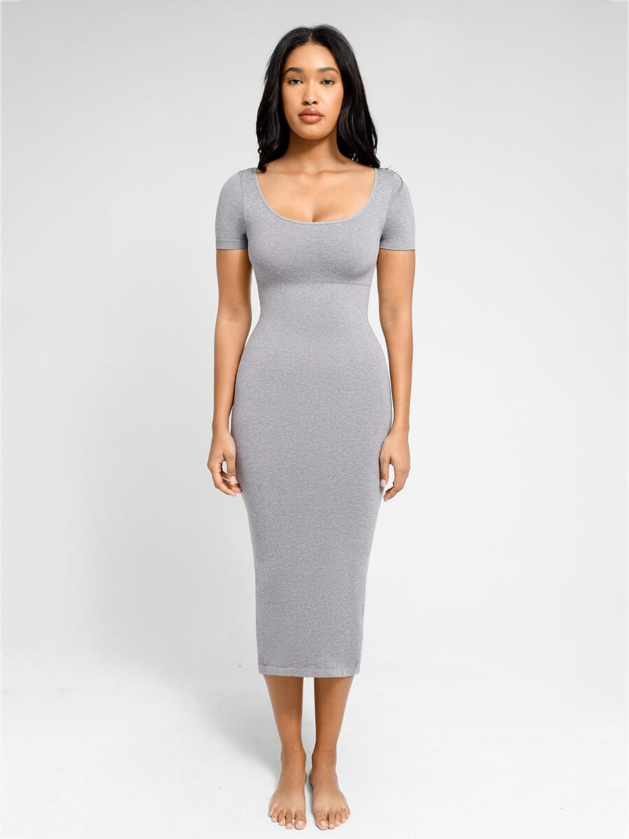 Wholesale Plunge Low-Back Mid-Thigh Shapewear With Removable Butt And Hips Pads
