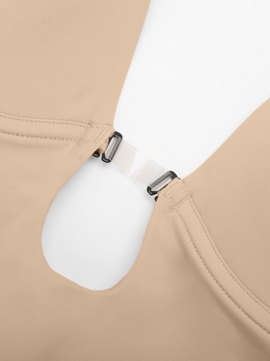 Wholesale Plunge Low-Back Mid-Thigh Shapewear With Removable Butt And Hips Pads