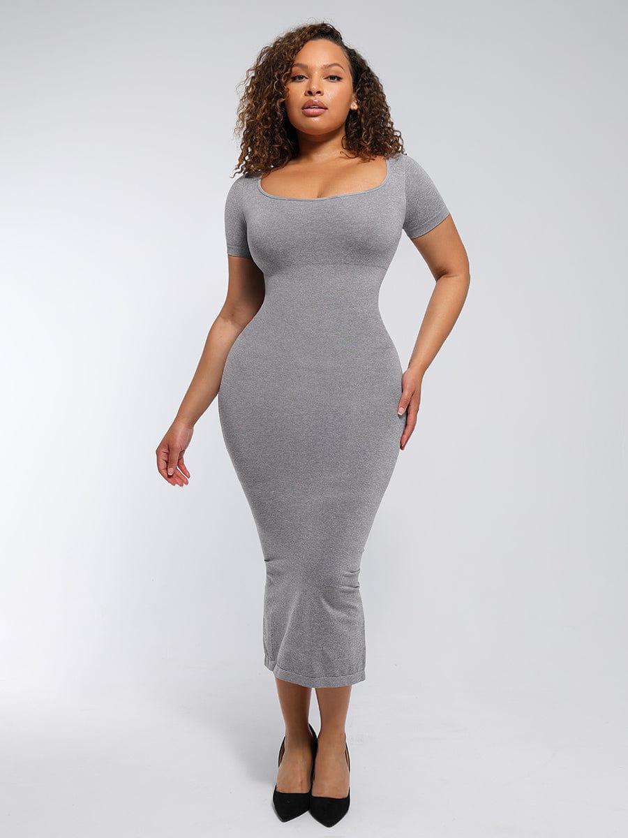 Wholesale Plunge Low-Back Mid-Thigh Shapewear With Removable Butt And Hips Pads